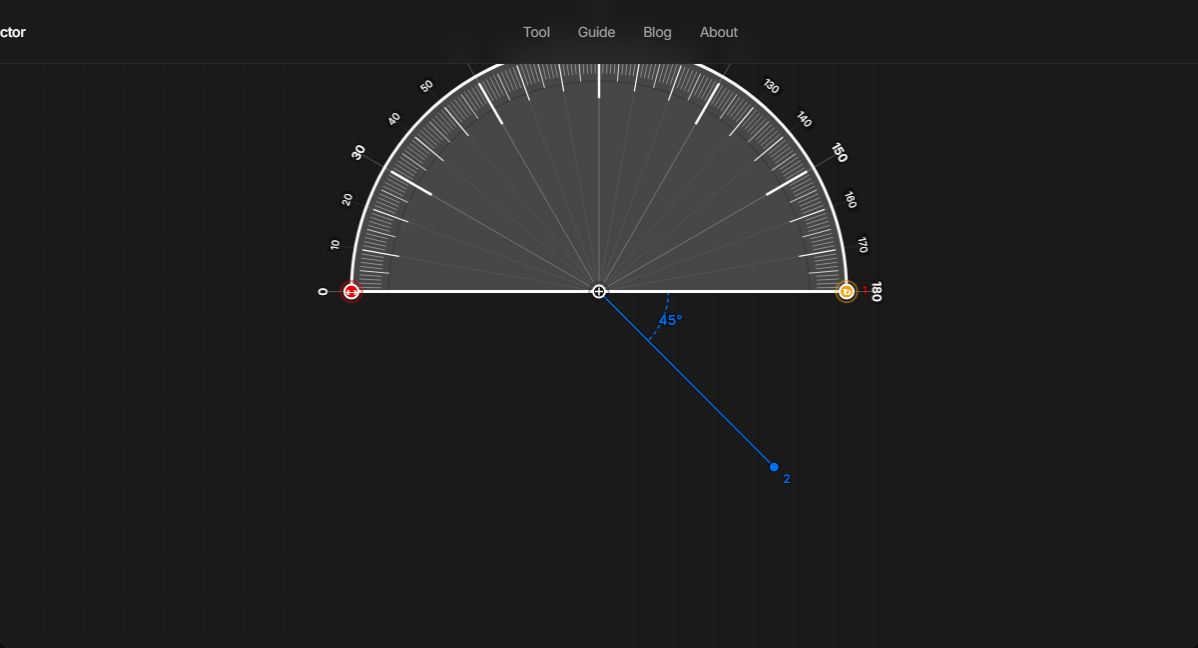 Online Protractor Interactive Canvas Angle Measurement Close-up